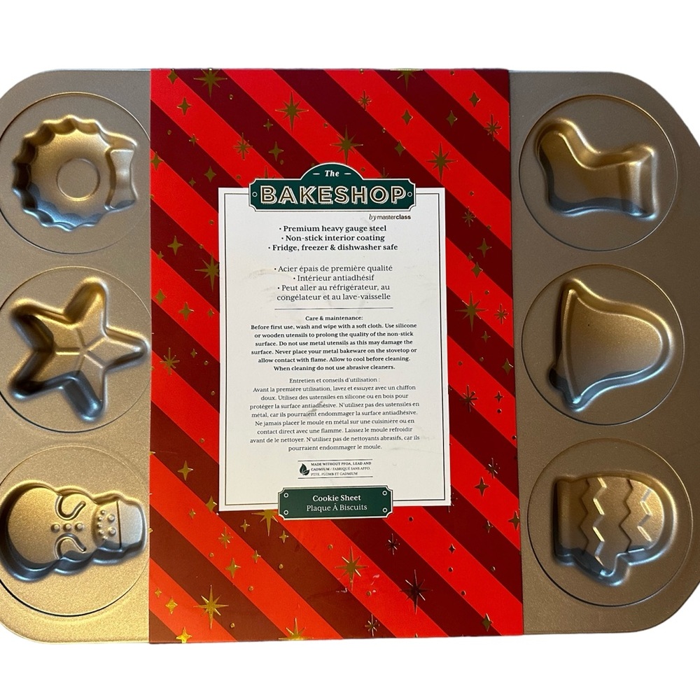 The Bakeshop by Masterclass Cookie Mold Sheet Pan Christmas Holidays NEW